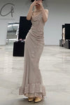 marc le bihan two-piece embellished maxi dress 21221 BEIGE